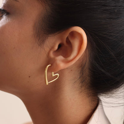 Heart Shaped Drop Earring 18K Gold Plated