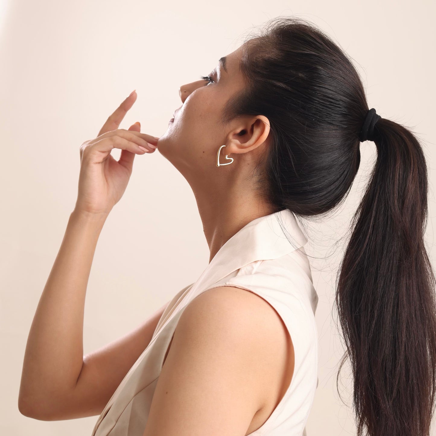 Heart Shaped Drop Earring 18K Gold Plated