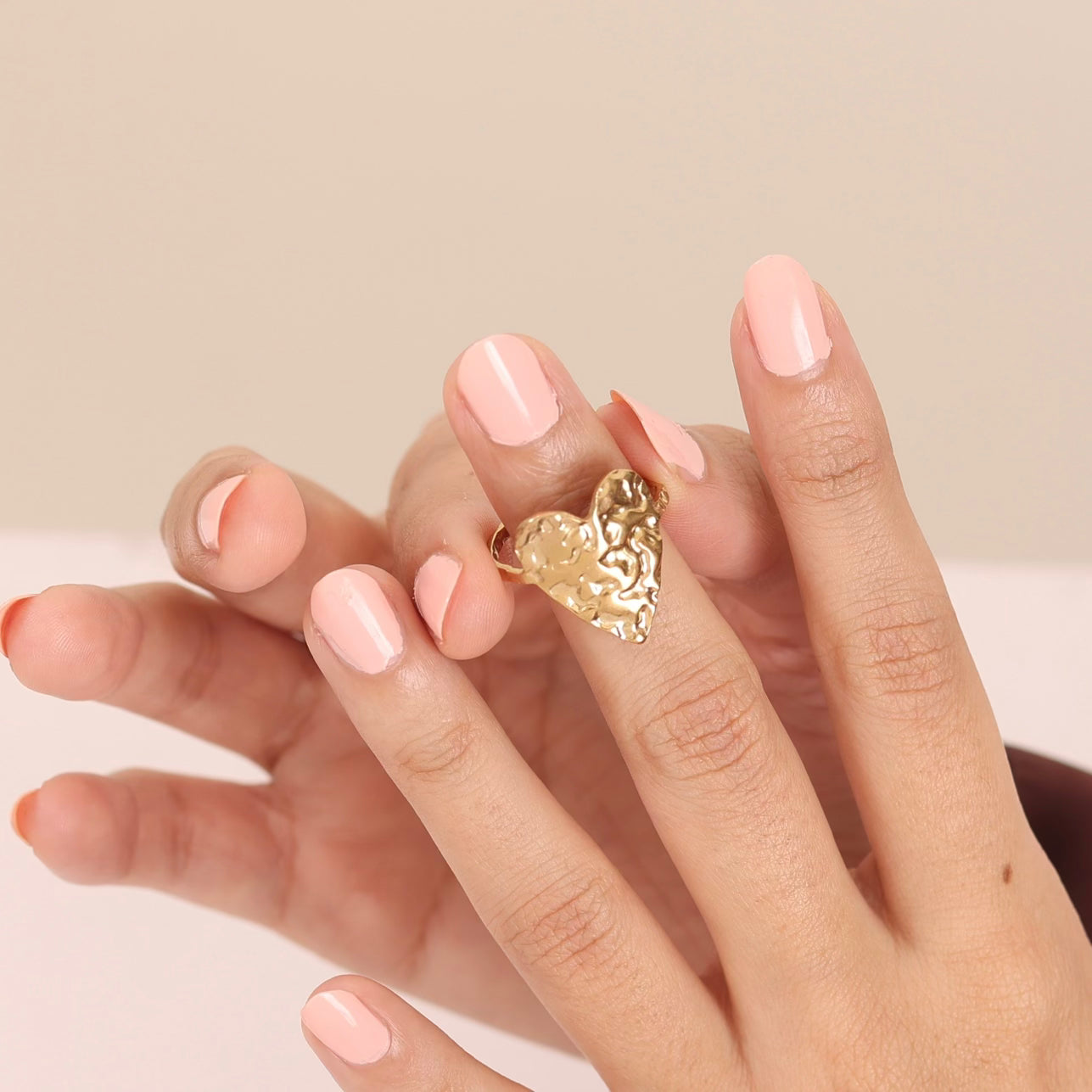 Hammered Heart Shape Earring 18K Gold Plated