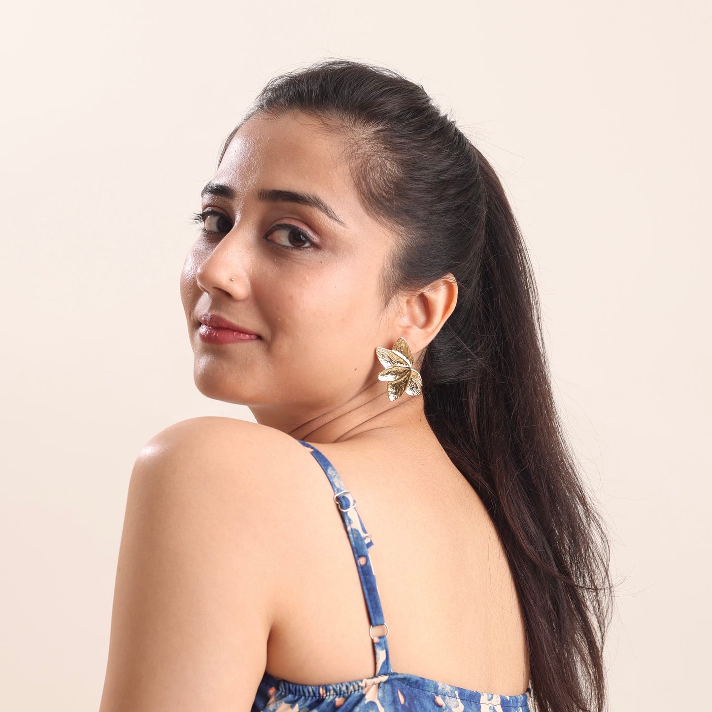 Half Flower 18K Gold Plated  Earring