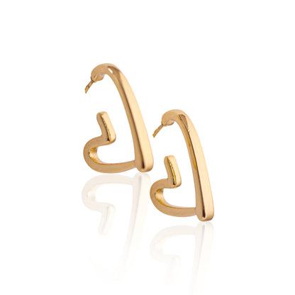 Heart Shaped Drop Earring 18K Gold Plated