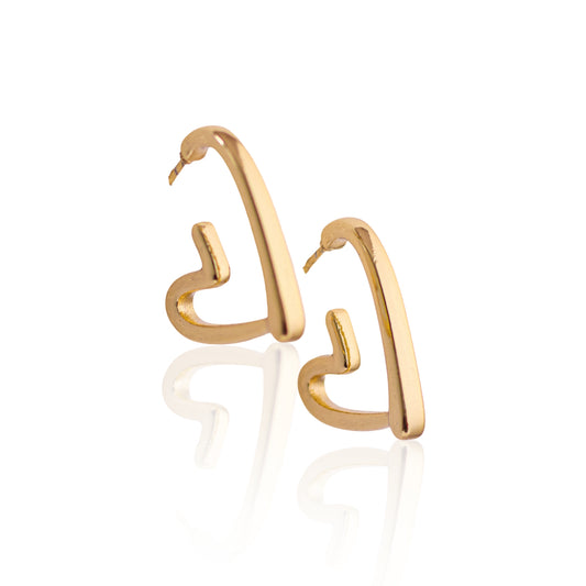 Heart Shaped Drop Earring 18K Gold Plated