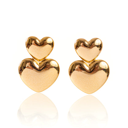 Double Hearts Classic Earrings 18K Gold Plated