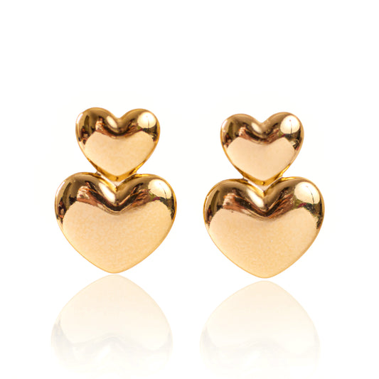 Double Hearts Classic Earrings 18K Gold Plated
