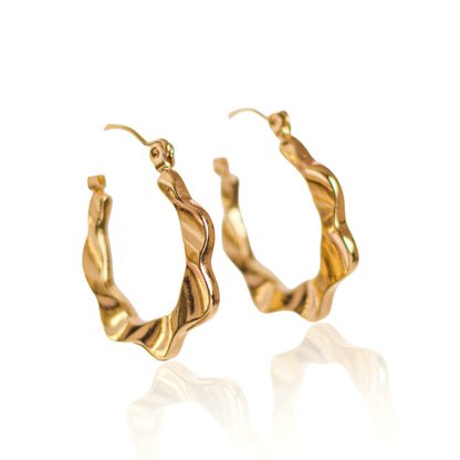 Wave 18K Gold Plated Hoops