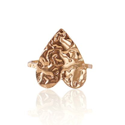 Hammered Heart Shape Earring 18K Gold Plated