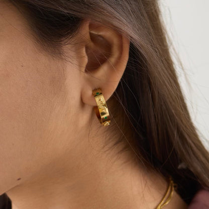 Snake Emerald Hoop Earring