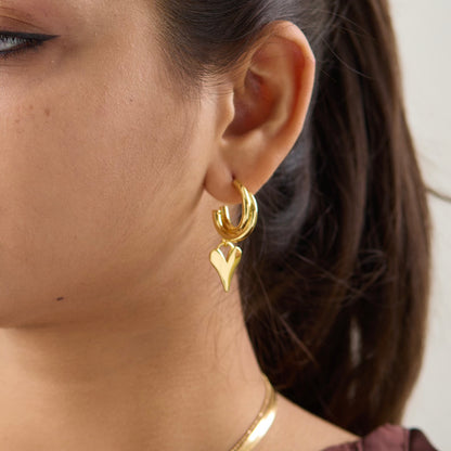 18K Gold Plated Heart Drop Earring