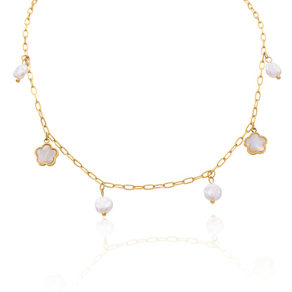 18K Gold Plated Drop Mother Of Pearl Necklace