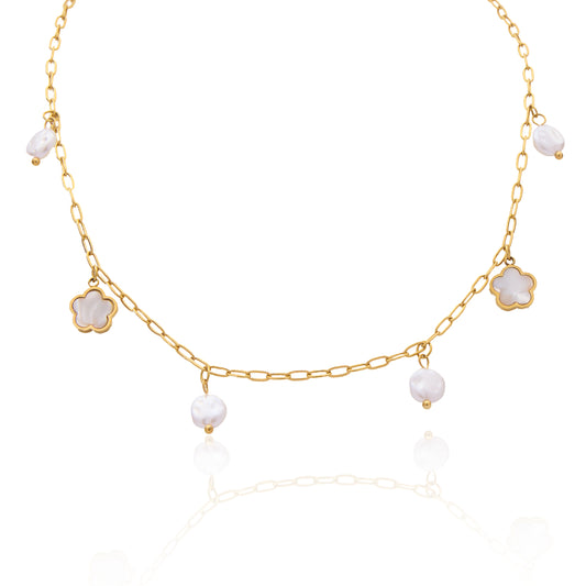 18K Gold Plated Drop Mother Of Pearl Necklace