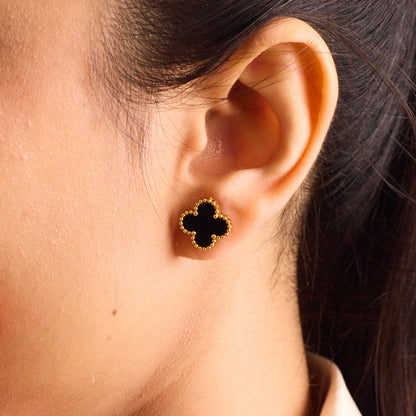 Black Clover Studs 18K Gold Plated