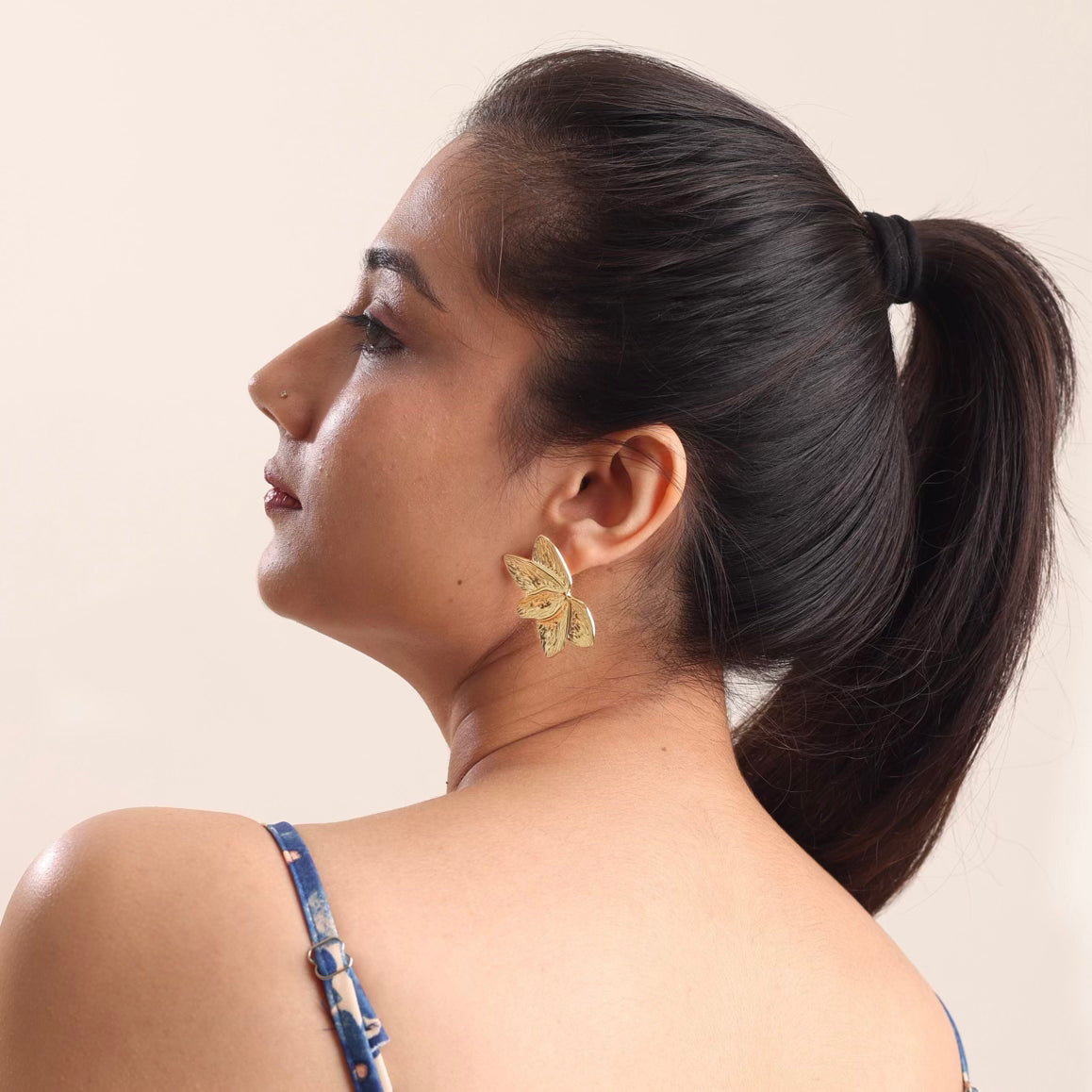 Half Flower 18K Gold Plated  Earring