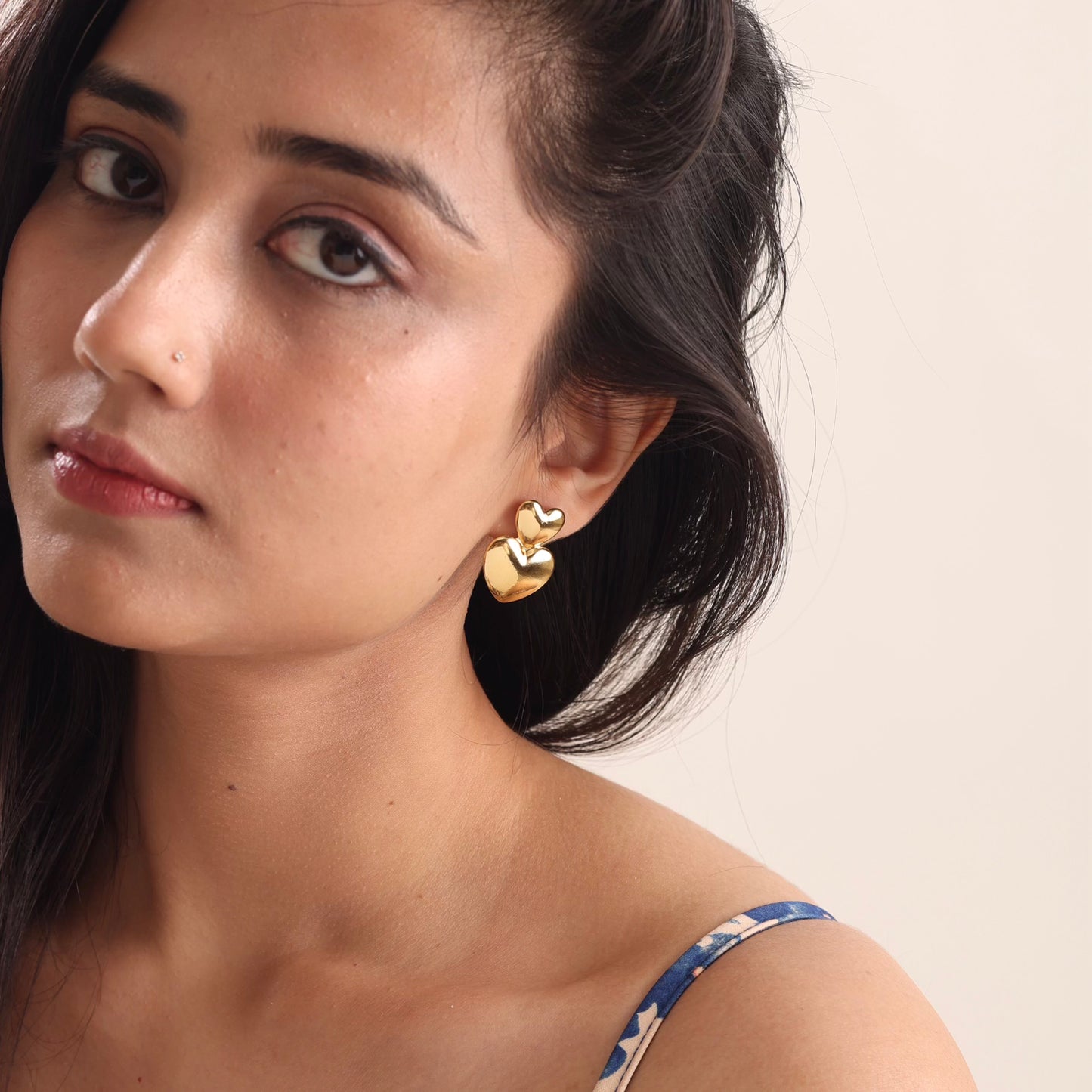 Double Hearts Classic Earrings 18K Gold Plated