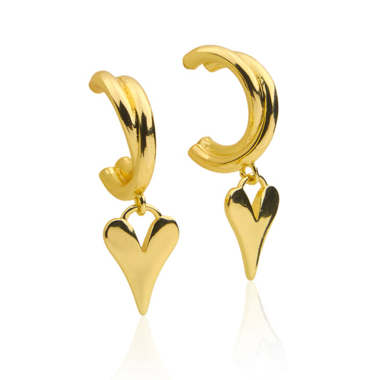 18K Gold Plated Heart Drop Earring