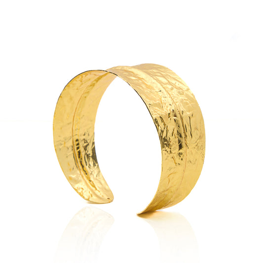 Textured 18K Gold-Plated Anti-Tarnish Cuff Bracelet