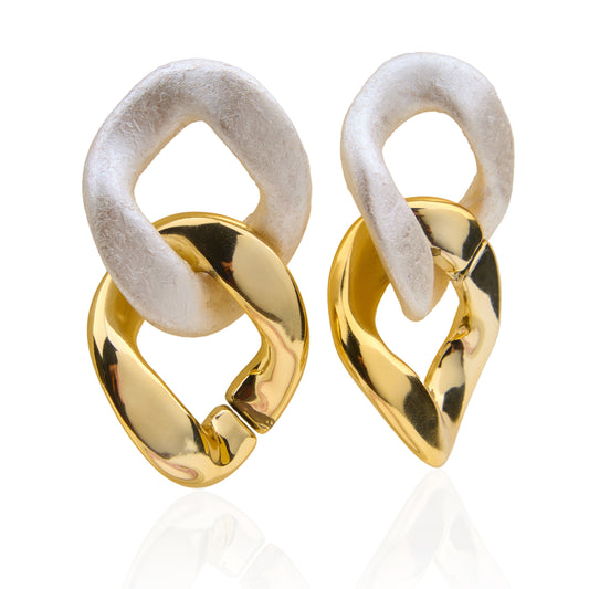 Classic White And Gold Earring