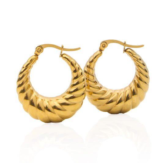 18K Gold Plated Swirl Hoop Earring