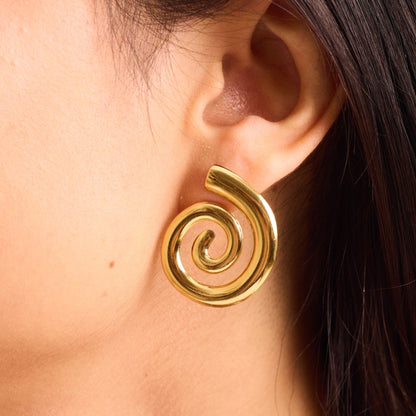 Spiral Earring 18K Gold Plated