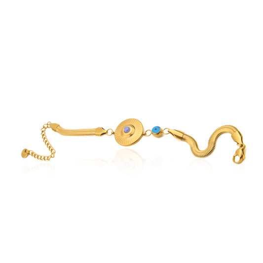 18K Gold Plated Round Evil Eye Bracelet