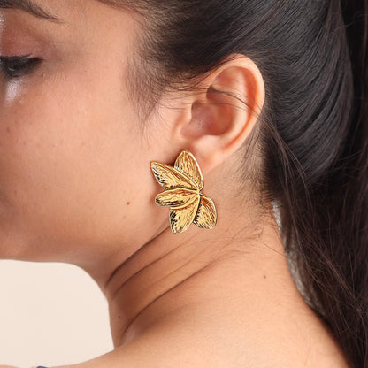 Half Flower 18K Gold Plated  Earring