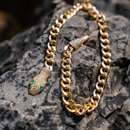 American Diamond Snake Necklace ‪ 18K Gold Plated