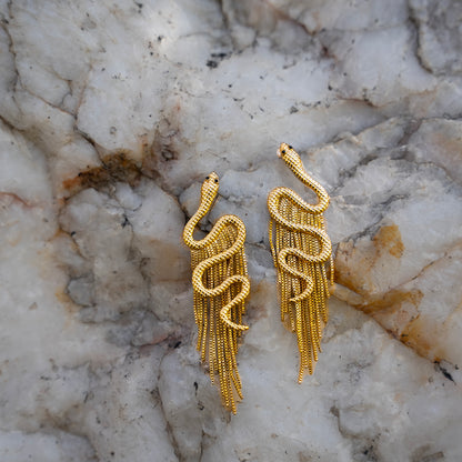 Golden Snake Earring