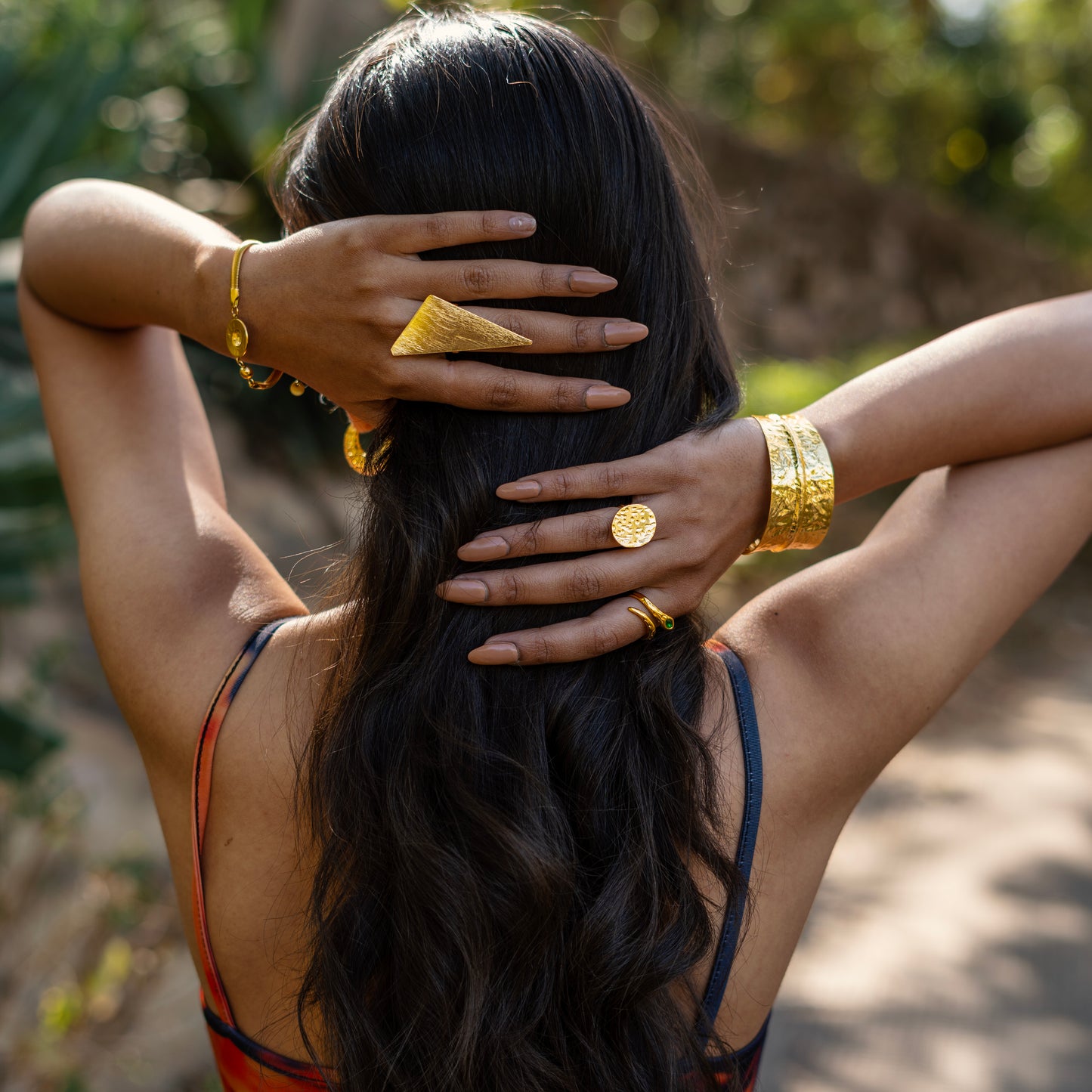 Textured 18K Gold-Plated Anti-Tarnish Cuff Bracelet