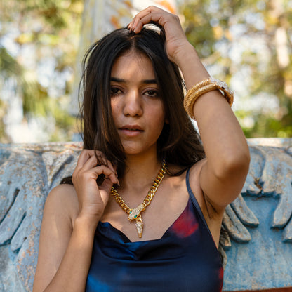 American Diamond Snake Necklace ‪ 18K Gold Plated