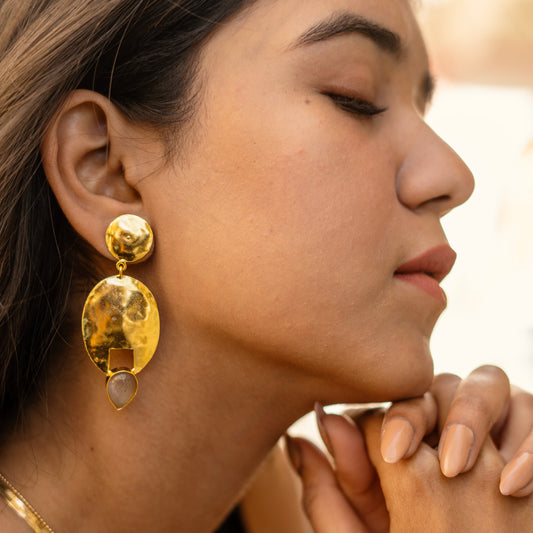 Hammered Gold Plated Earring