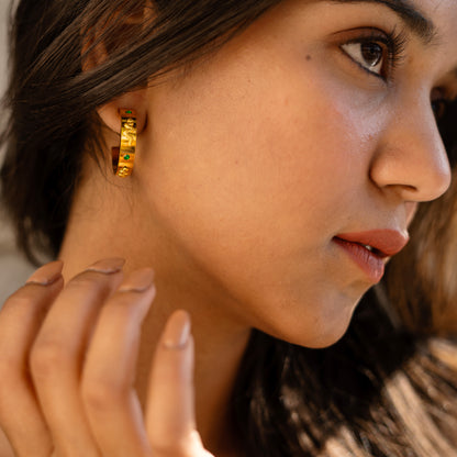 Snake Emerald Hoop Earring