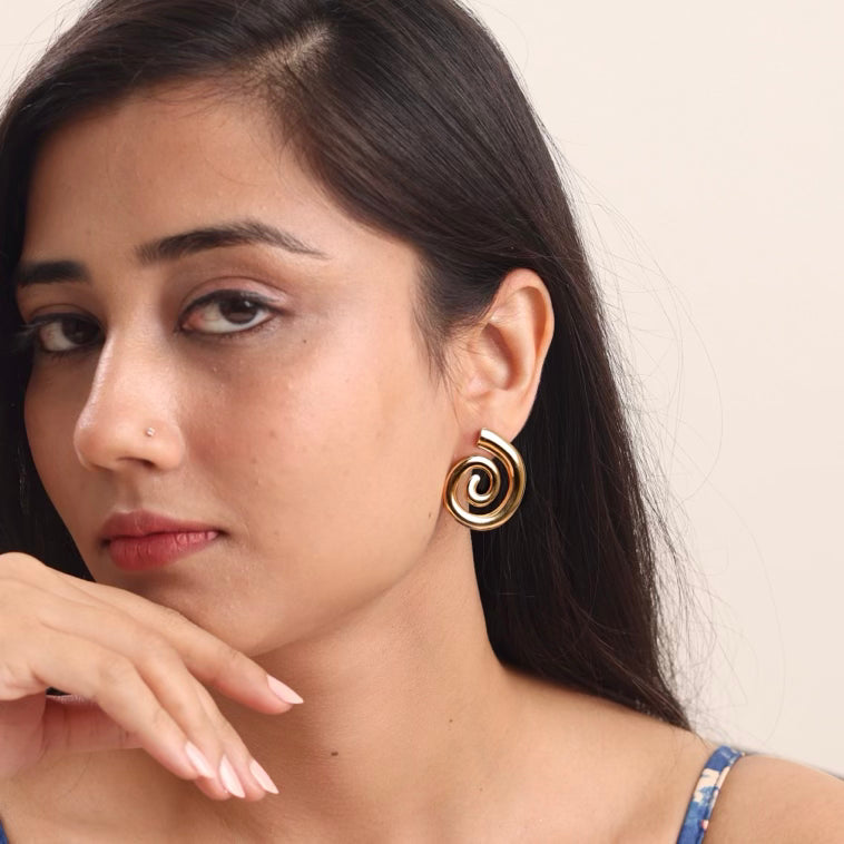 Spiral Earring 18K Gold Plated