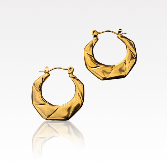 Faceted Octagon Hoop Earring