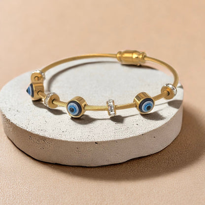 18K Gold Plated Evil Eye Cuff with Magnetic Closure