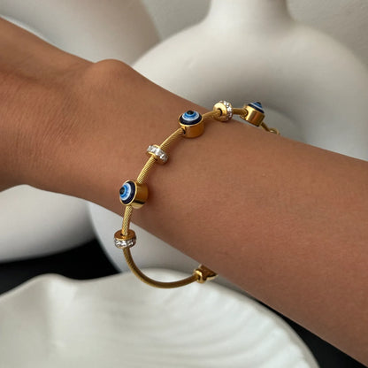18K Gold Plated Evil Eye Cuff with Magnetic Closure